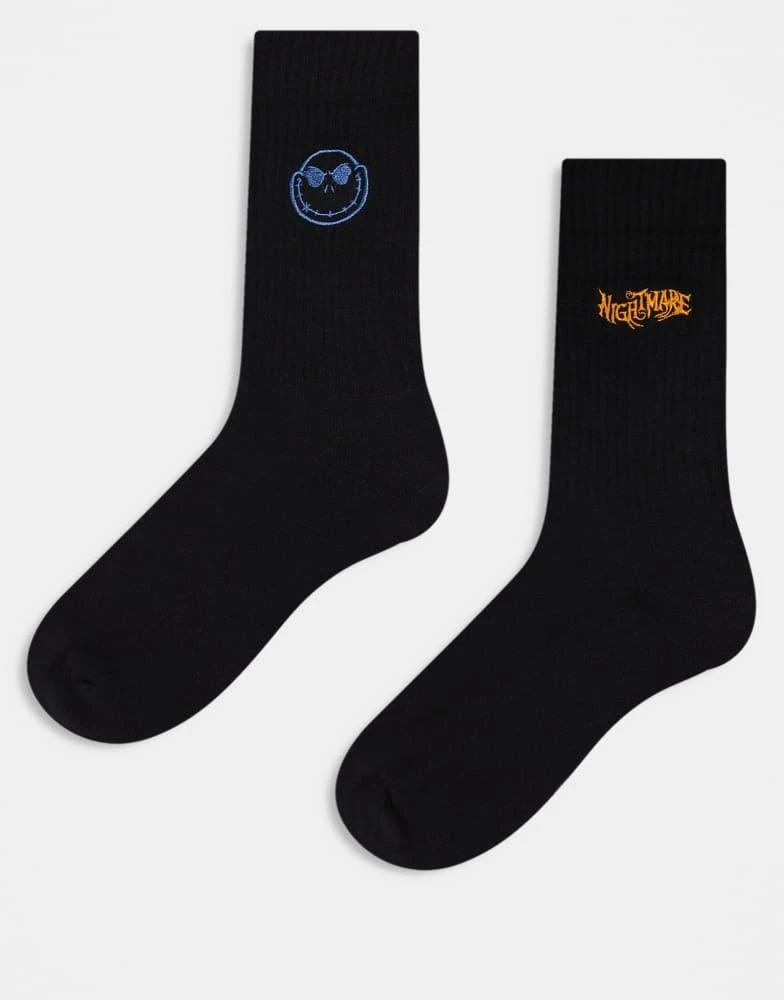 ASOS ASOS DESIGN 2 pack Disney Nightmare Before Christmas socks in black 1