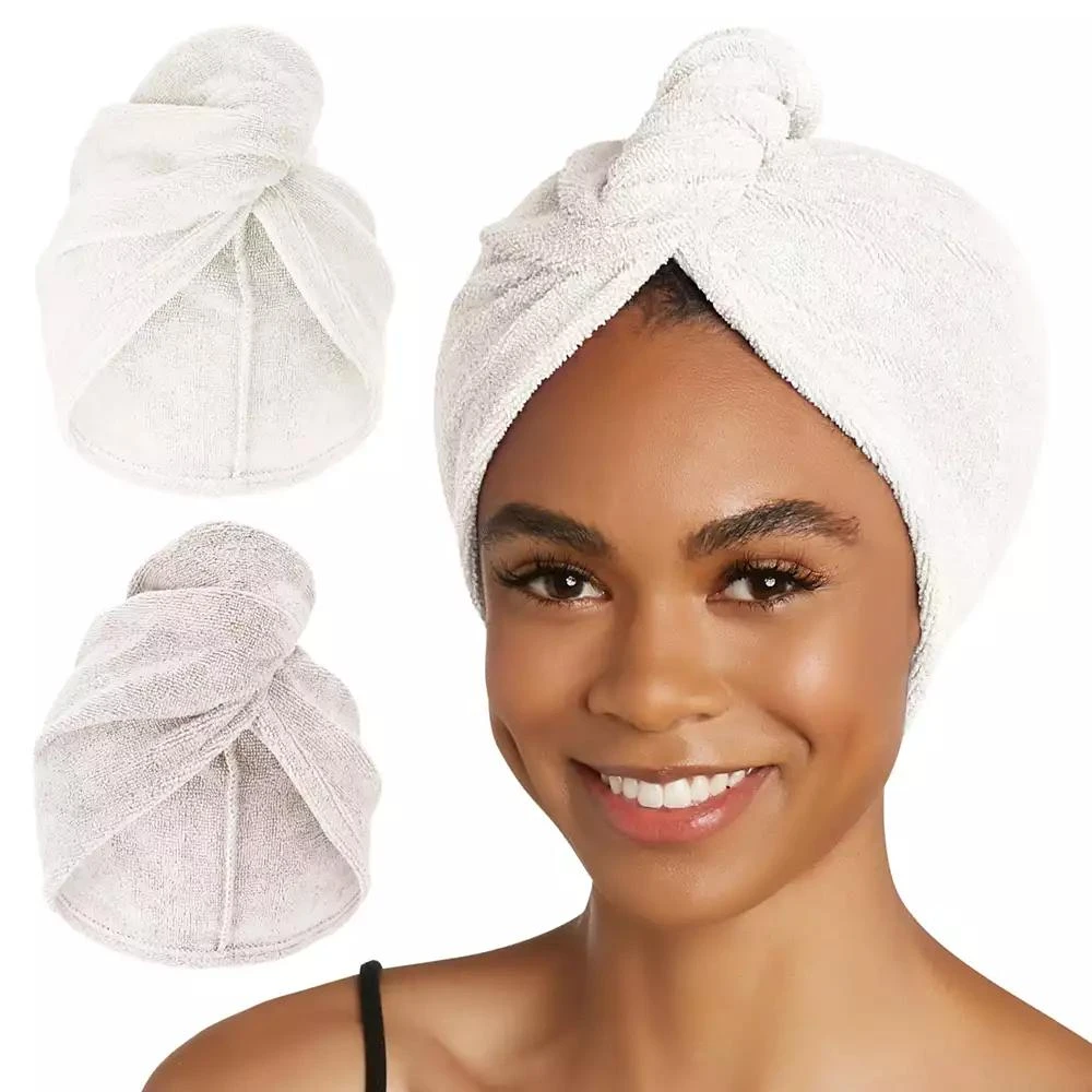 Turbie Twist 2-Pack Microfiber Hair Towel Wrap for Straight, Wavy 
Curly Hair – Antique White 
Moonbeam, Quick Dry