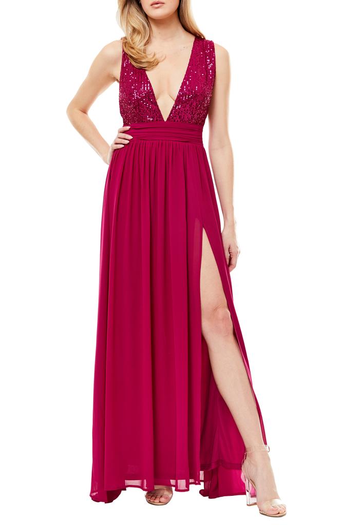 chinese dress ladies NEMO ORANGE V-NECK DRAPED MAXI DRESS | CULT MIA main image 0