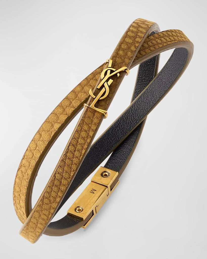 Yves Saint Laurent Leather Double-Wrap YSL Bracelet 3