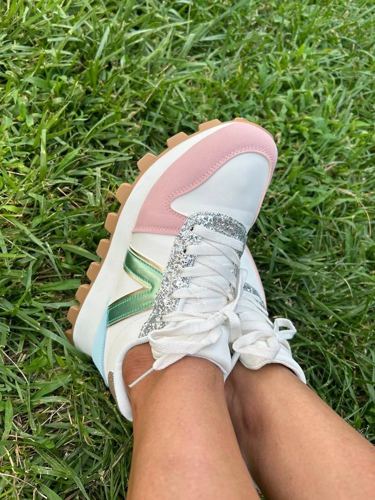 Gabby Women
s Glitter Sneakers In Cream Multi 2