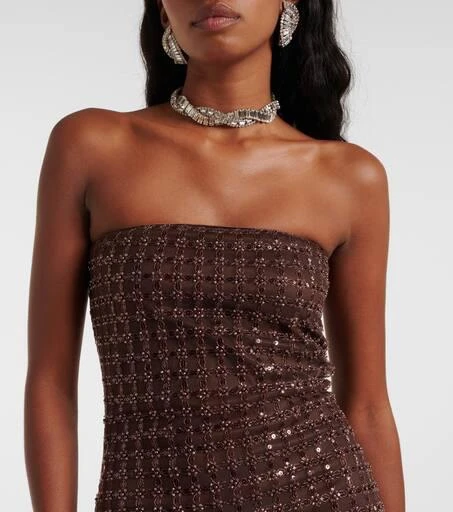 ROTATE Birger Christensen Beaded strapless maxi dress 4