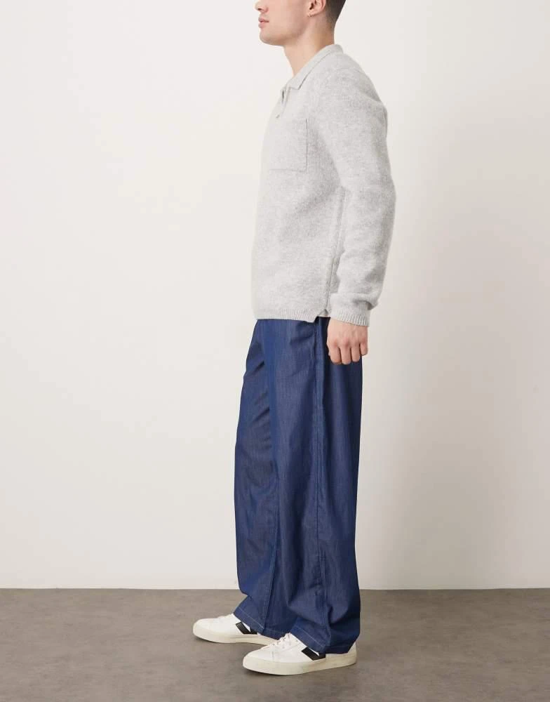 ASOS ASOS DESIGN loose straight fit trousers in chambray 3