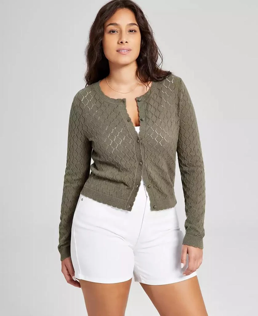 And Now This Women's Pointelle Crewneck Cardigan, Exclusively at Macy's 1
