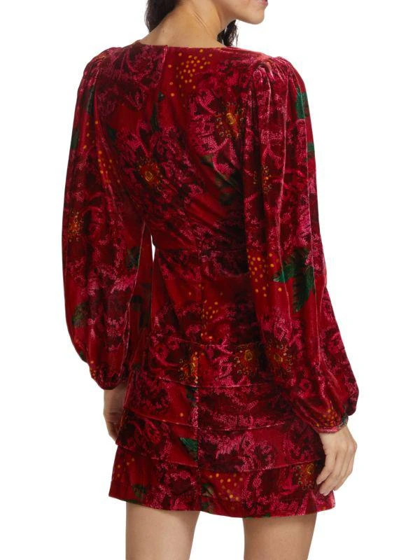 Farm Rio Shiny Flowers Velvet Minidress 2