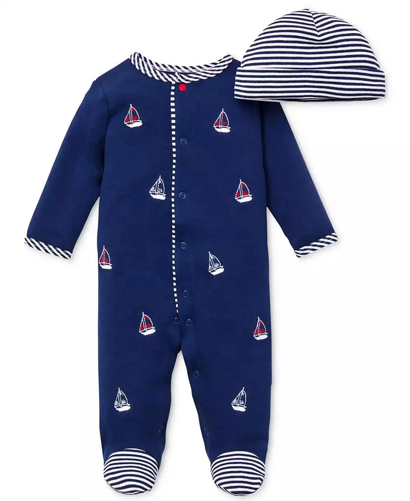 Little Me Baby Boys Sailboat Coverall and Hat, 2 Piece Set 1