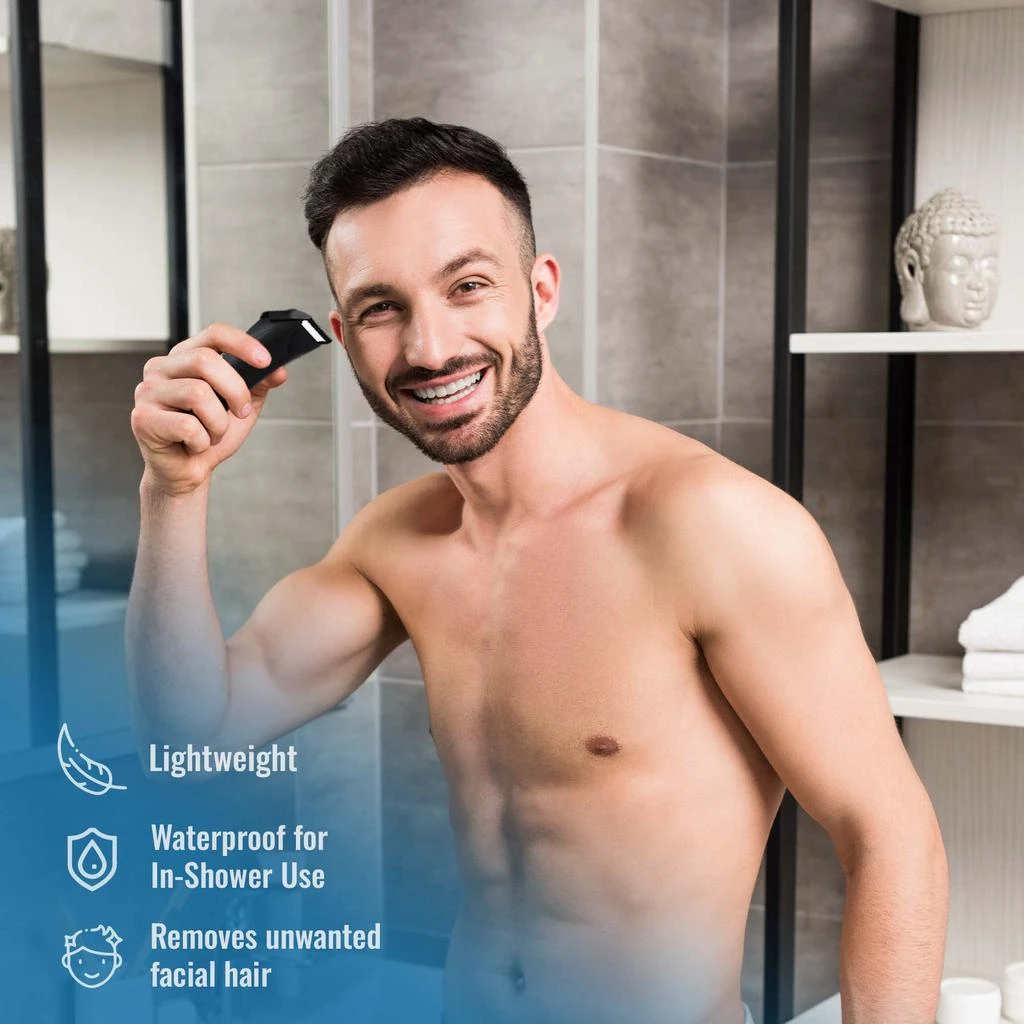 PURSONIC Pursonic - Mario Lopez Wireless Body Hair Trimmer & Shaver and Mario Lopez Disposable Razors - 3 Blade Shaving Surface Technology 4