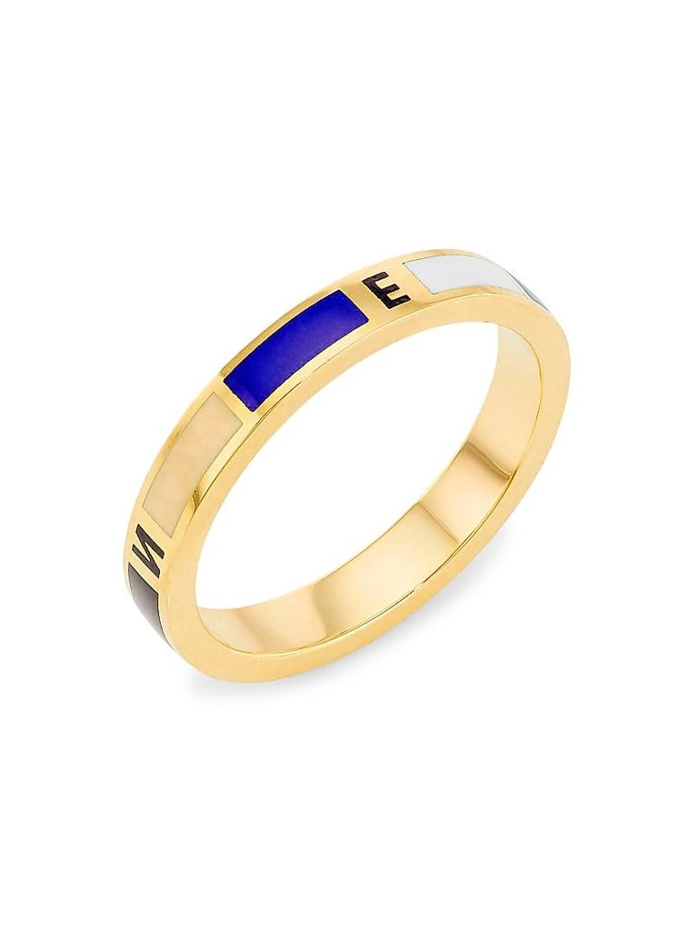 Foundrae Internal Compass 18K Yellow Gold & Enamel Band Ring 1