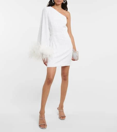 REBECCA VALLANCE Davina feather-trimmed minidress 2