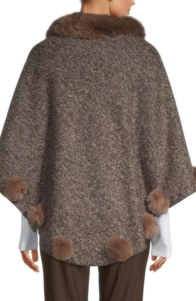 SAACHI Posey Faux Fur Pompom Adorned Poncho