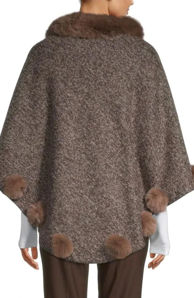 SAACHI Posey Faux Fur Pompom Adorned Poncho 2