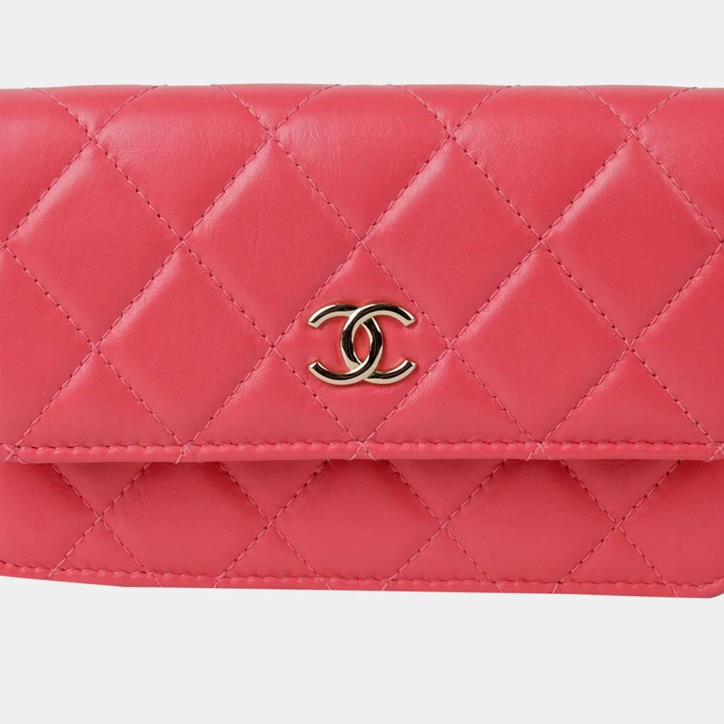 Chanel Chanel Pink Leather Pearl Mini Wallet On Chain 6