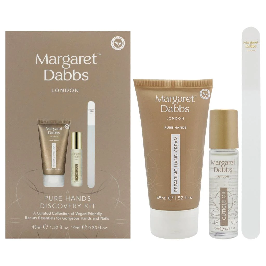 Margaret Dabbs Pure Hands Discovery Kit by  for Unisex - 3 Pc 1.52oz Pure Repairing Hand Cream, 0.33ozPure Cuticle Oil, Crystal Nail File - Small 1