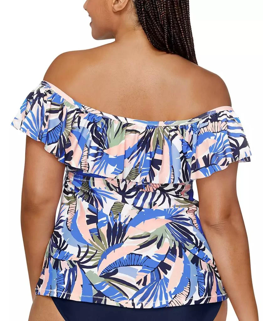 Raisins Curve Trendy Plus Size Tortuga Ruffled Off-The-Shoulder Tankini Top 2