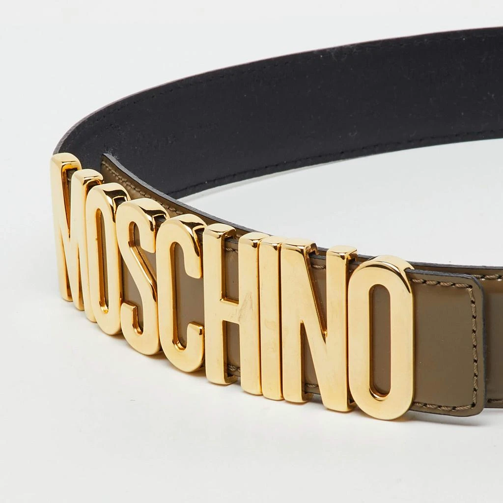 Moschino Moschino Khaki Brown Glossy Leather Classic Logo  display picture 1