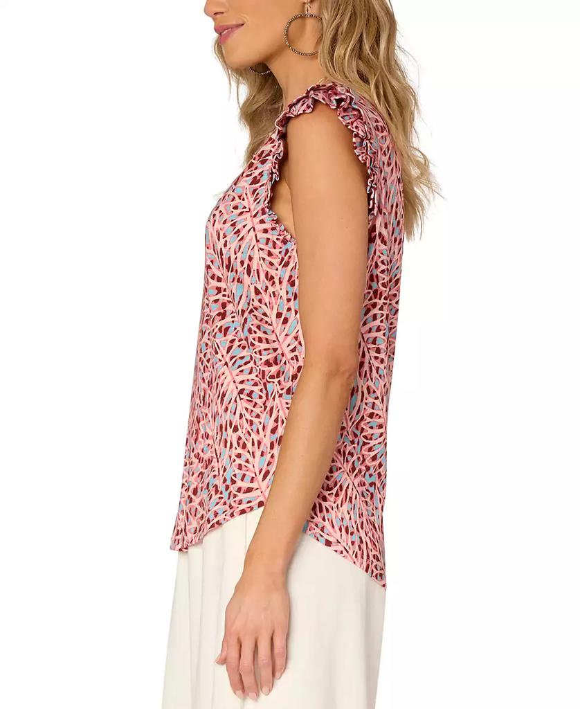 Democracy Women's Flutter-Sleeve Printed Knit Top