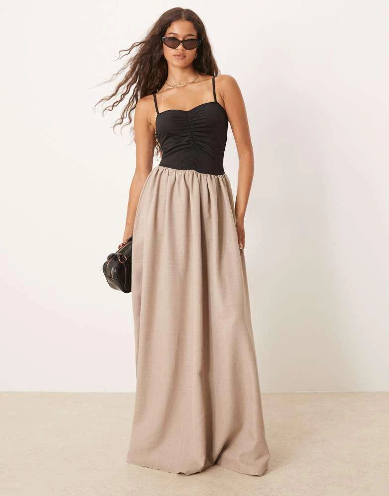 WeWoreWhat ruffle corset maxi dress in chesnut and blush  On Sale Now with  Up to 75% Off | Discover Exclusive Deals & Savings at BeyondStyle   Authentic WeWoreWhat Home|women with Limited-Time