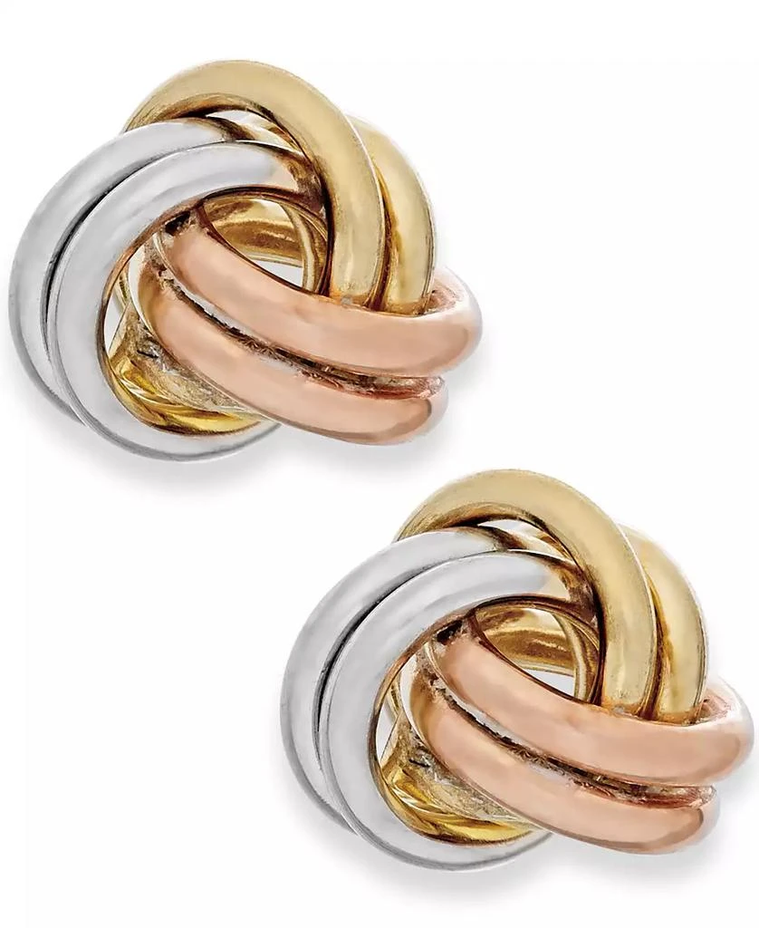 Macy
s Tri-Tone Love Knot Stud Earrings in 10k Gold
