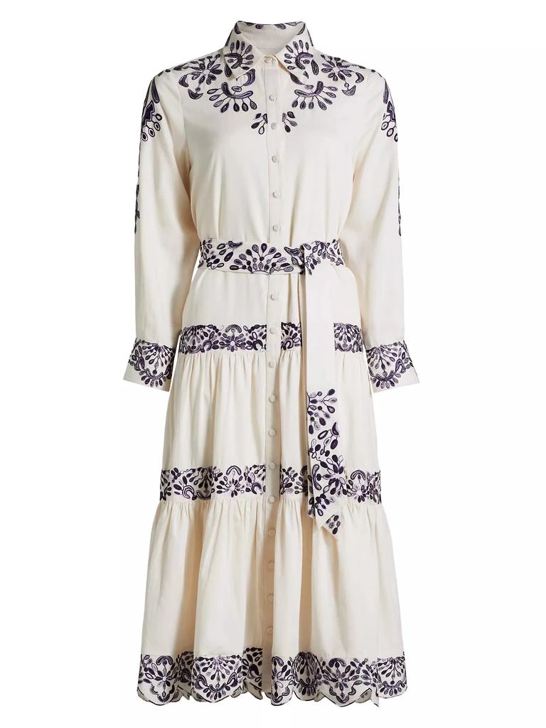 FIGUE Molly Embroidered Cotton Midi-Shirtdress 1