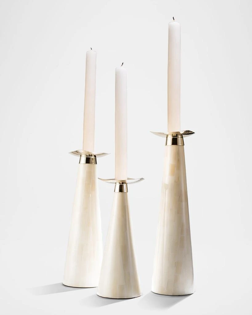 LADORADA Bone Candlestick Holder Trio Set 4