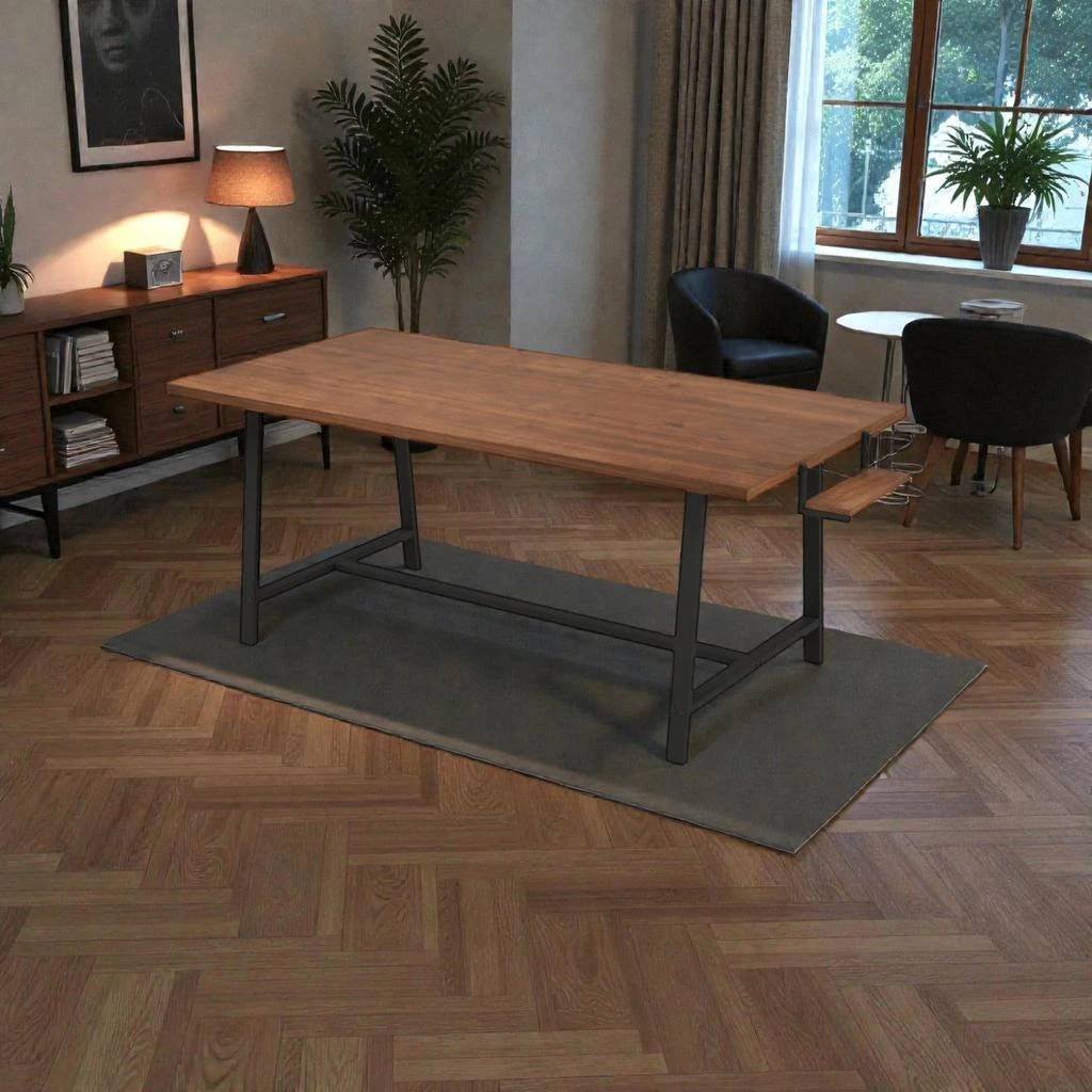 Hivvago Rectangular 72" Kitchen Dining Table for 5-7 with Integrated Wine Storage