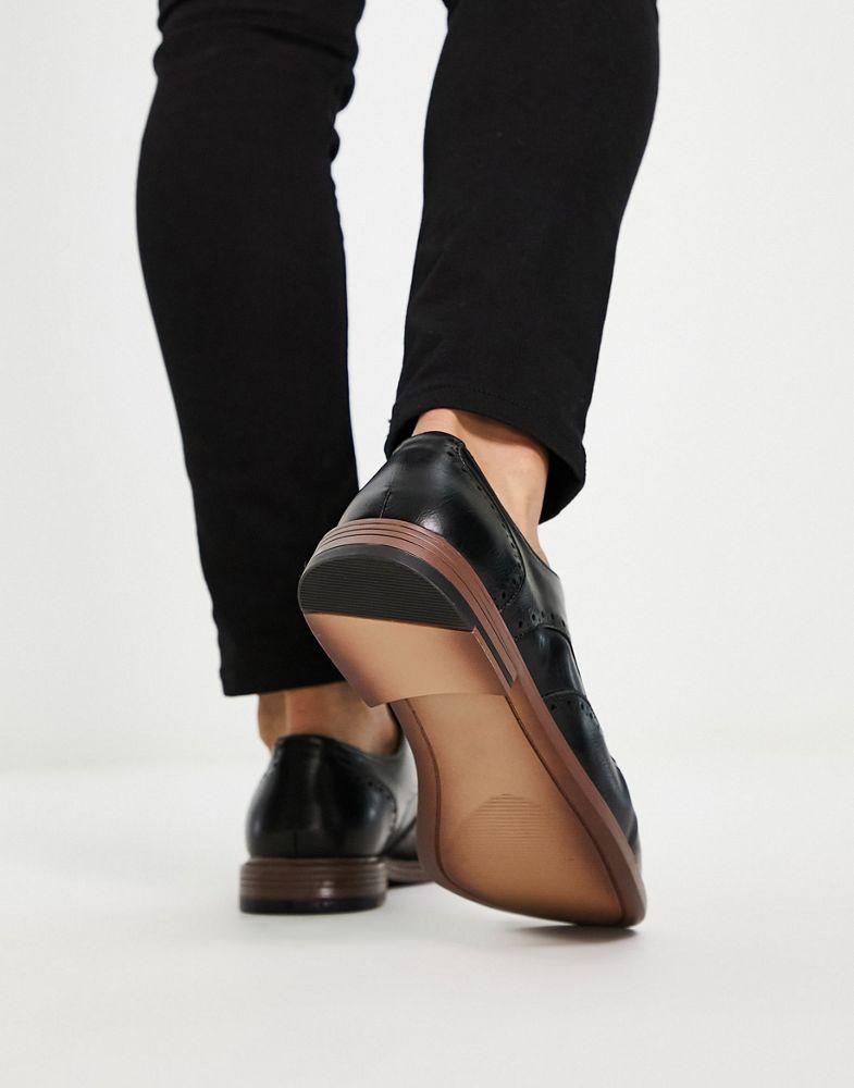 ASOS ASOS DESIGN brogue shoes in black faux leather