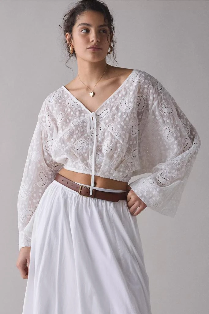 Kimchi Blue Kimchi Blue Tanner Eyelet Lace Cropped Prairie Blouse 1