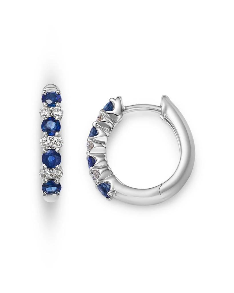 Bloomingdale
s Blue Sapphire 
Diamond Huggie Hoop Earrings in 14K White Gold 3