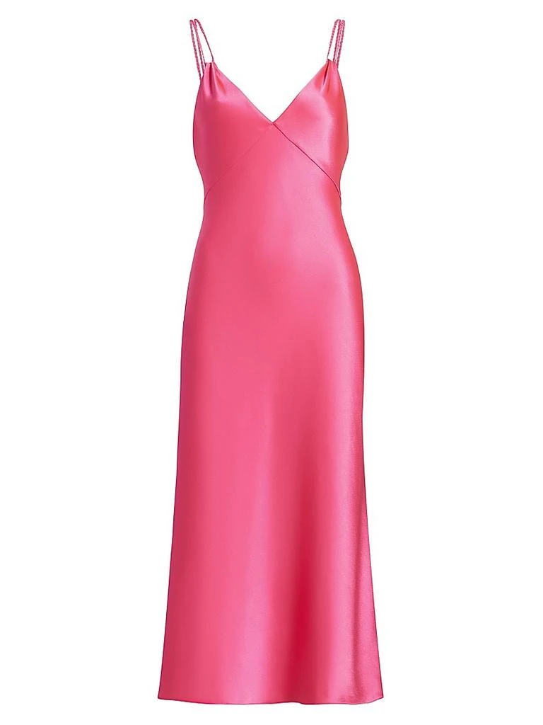 Alice + Olivia Zumi Satin Sweetheart Neck Midi-Dress 1