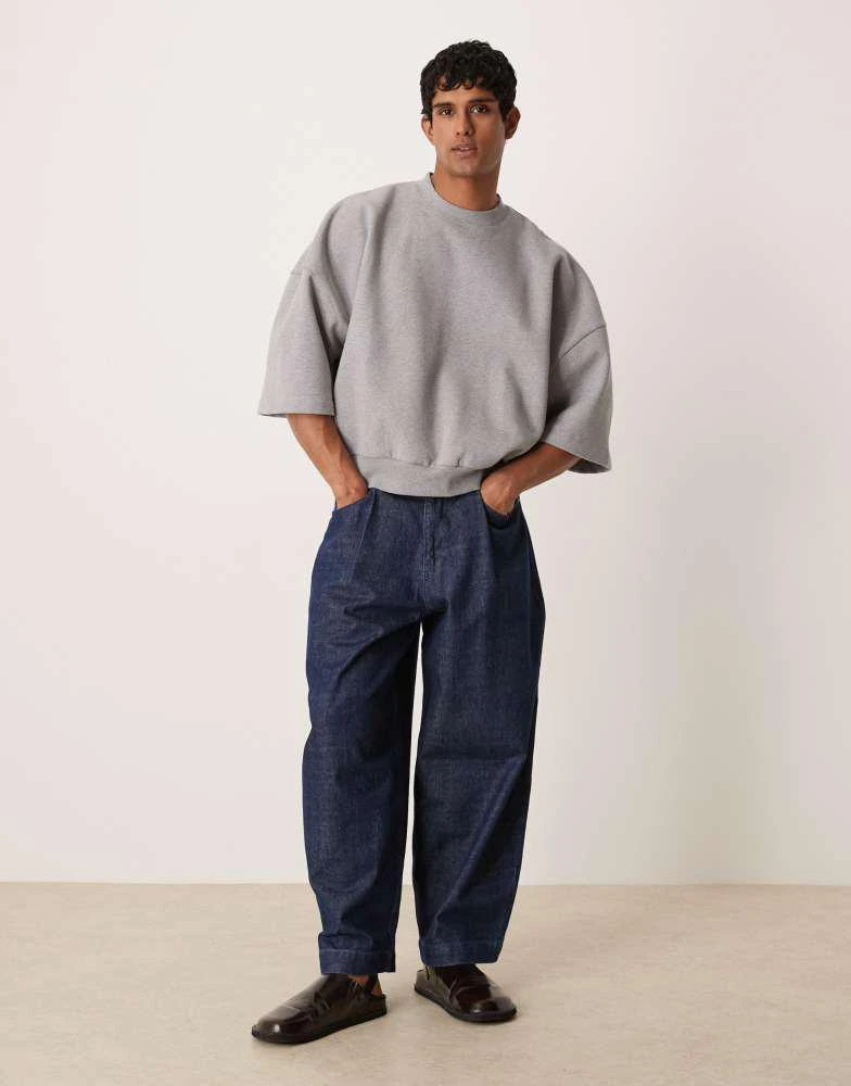 ASOS ASOS DESIGN premium heavyweight extreme oversized short sleeve sweatshirt in grey marl - GREY 1