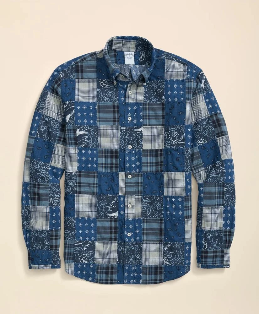 Brooks Brothers Cotton Sport Shirt in Patchwork Madras 1