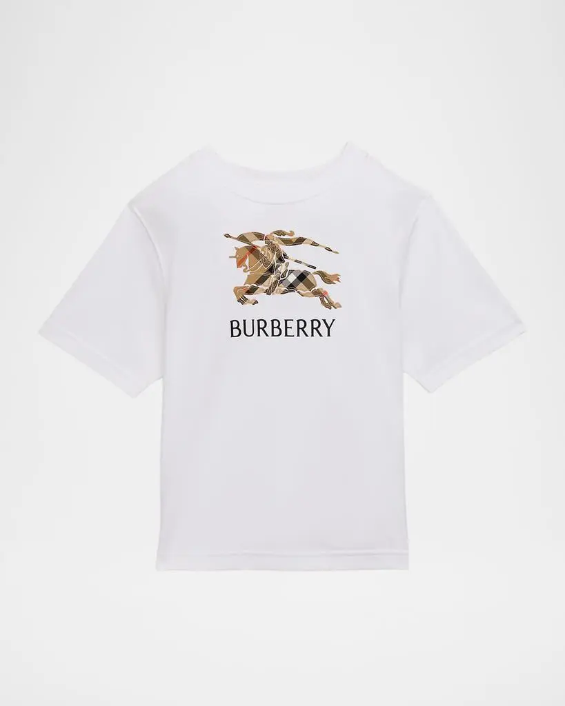 Burberry Girl's Check Trim Cotton Top, Size 6M-14