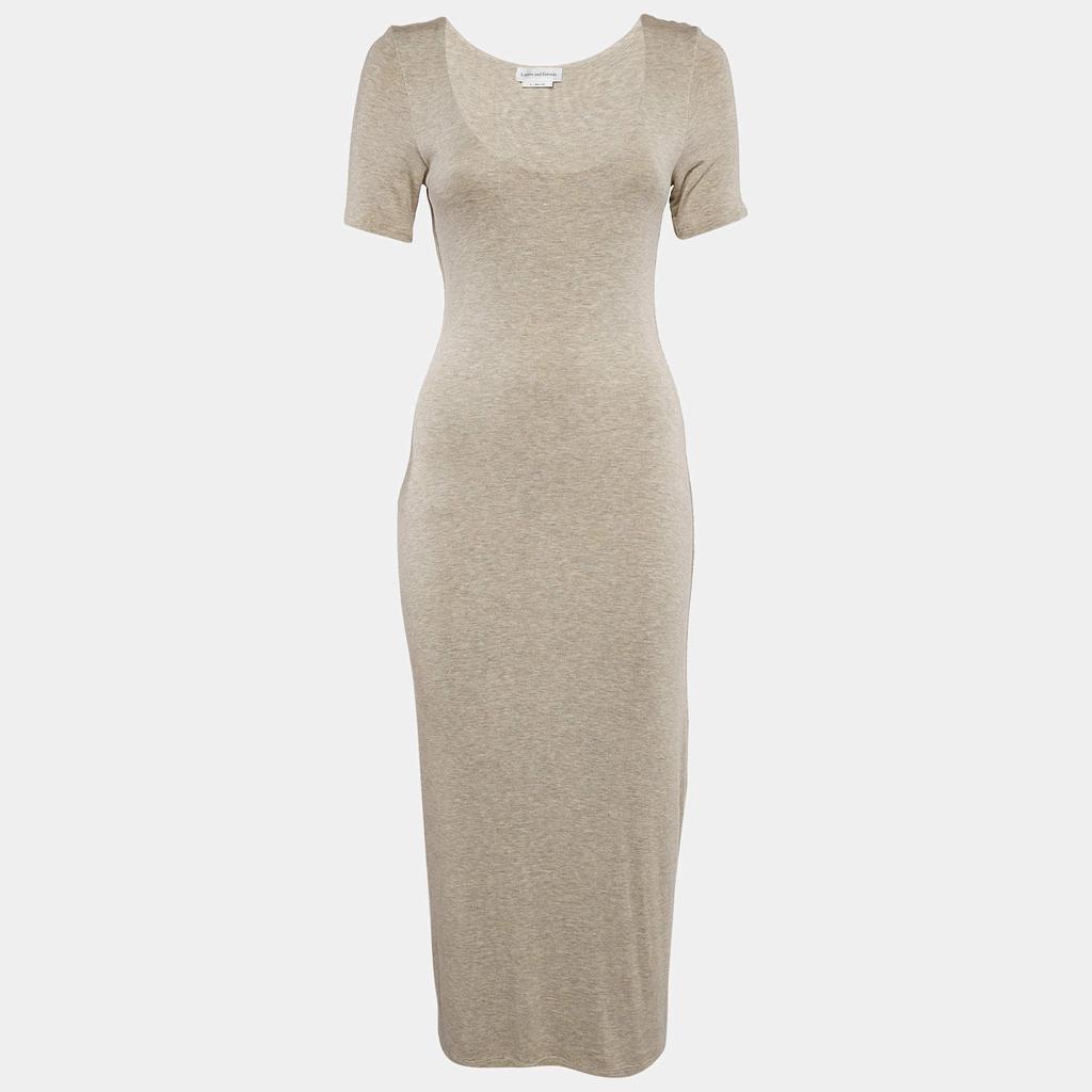 Lovers + Friends Lovers and Friends Grey Melange Jersey Bodycon Midi Dress M