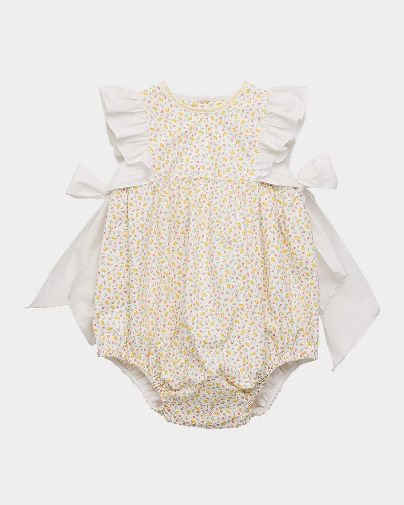 Luli & Me Girl's Lemon-Print Bubble Romper, Size 6M-24M