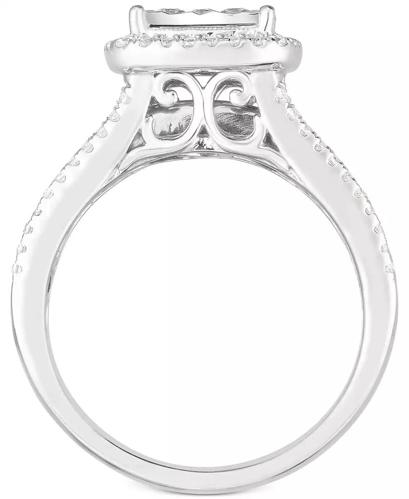 TruMiracle Diamond Princess Shaped Halo Cluster Engagement Ring (1 ct. t.w.) in 10k White Gold 3