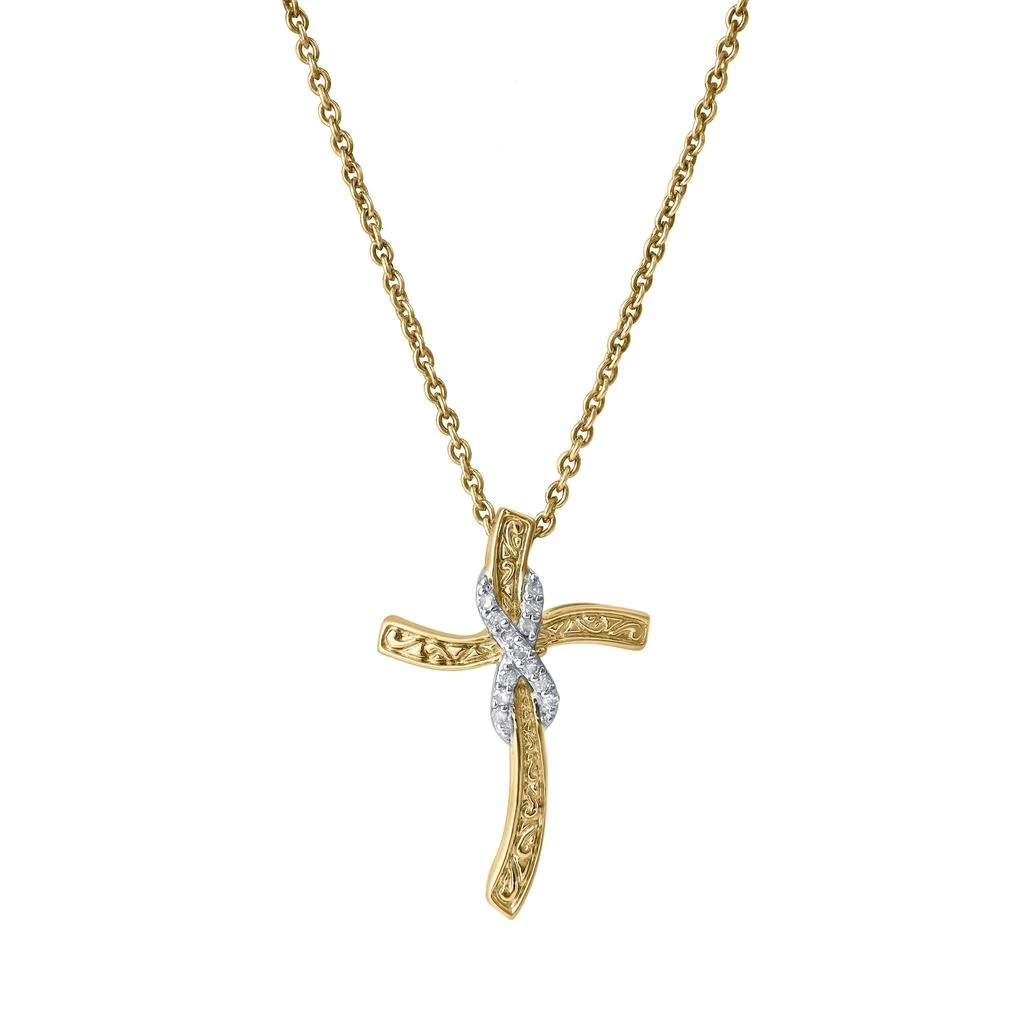 LuvMyJewelry Benedicta 10K Gold Diamond Cross Pendant - 0.05 CT 4