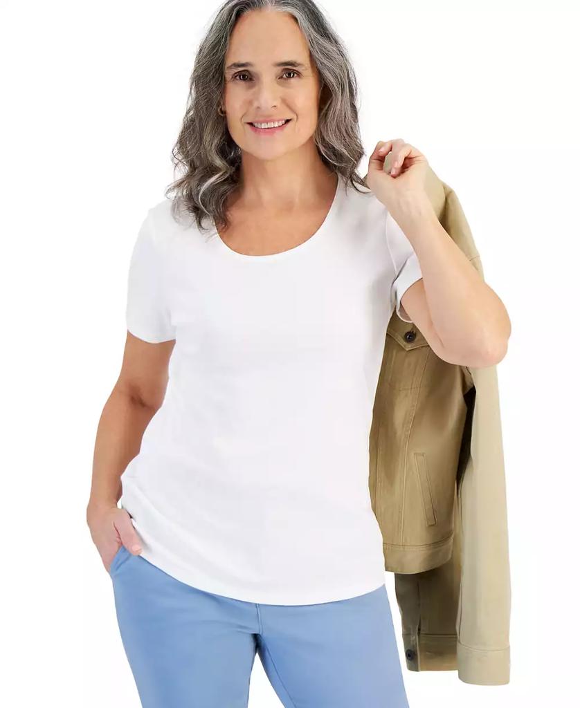 売れ筋商品|||スタイルアンドコー Tシャツ トップス レディース Women's Lace-Trim V-Neck Short-Sleeve T-Shirt, Exclusively at Macy's Bright White Style & Co Women's Lace-Trim V-Neck Short-Sleeve T-Shirt