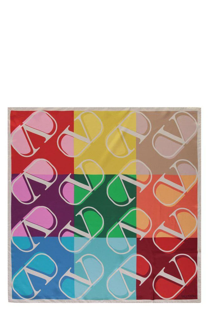 Valentino Valentino Logo Print Silk Scarf