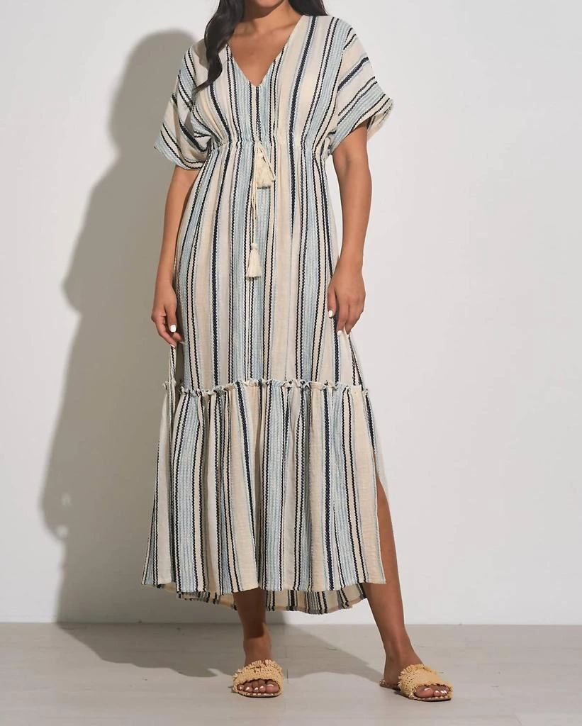 elan striped maxi dress ELAN Women's Print Tiered Halter Maxi Dress - Blue