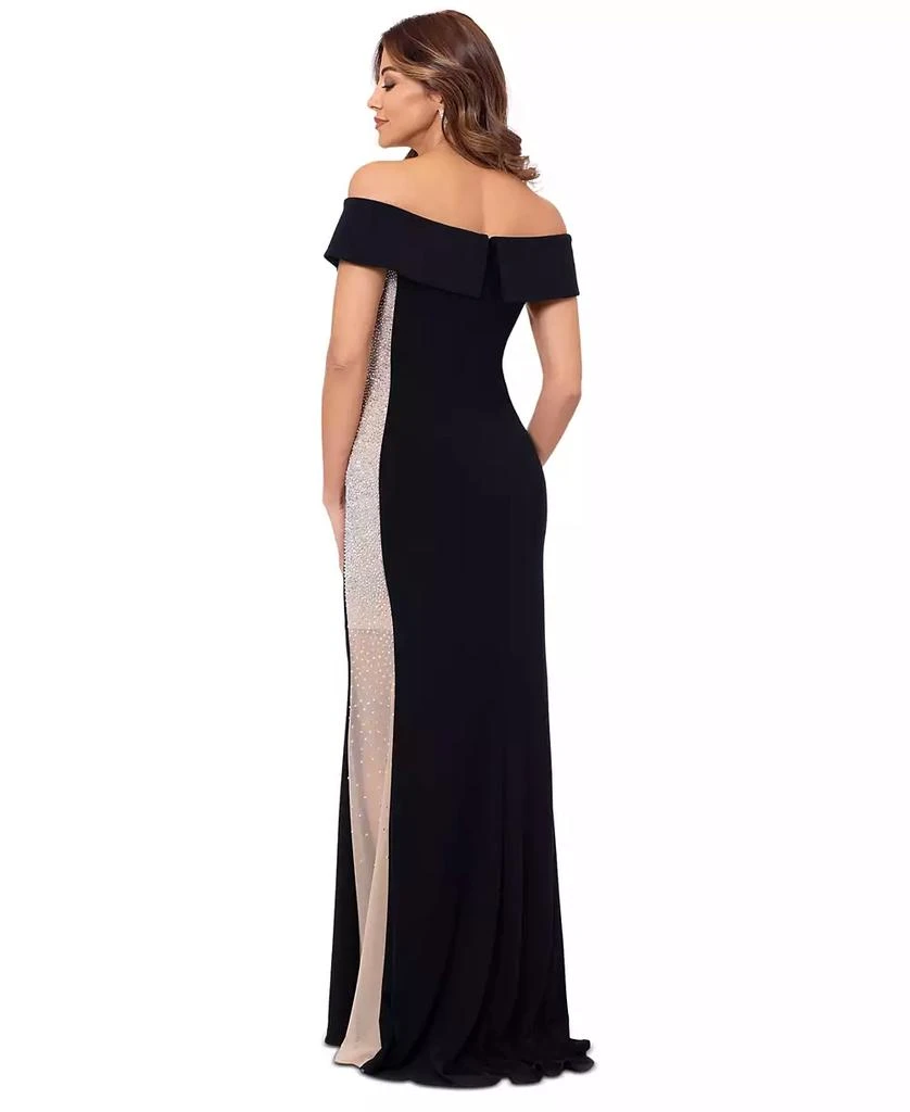 XSCAPE Petite Beaded-Panel Off-The-Shoulder Dress 2