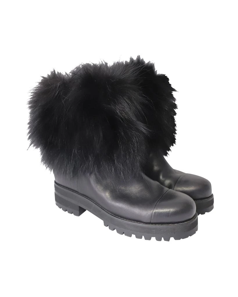 Jimmy Choo Fur Trimmed Ankle Boots in Black Leather 3