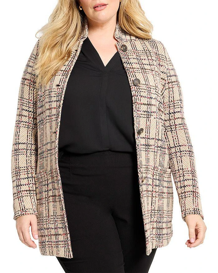 NIC+ZOE Plus Stitchy Plaid Knit Blazer