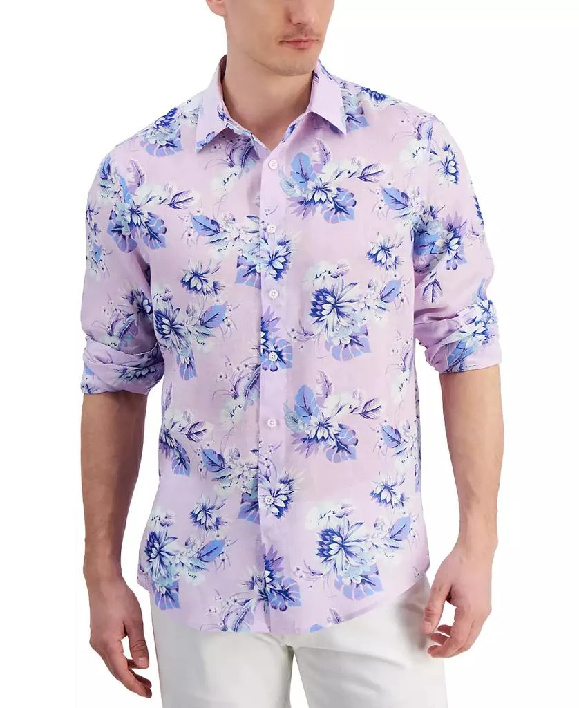 Club Room Men's Noche Floral-Print Long-Sleeve Linen Shirt, Created for Macy's 3