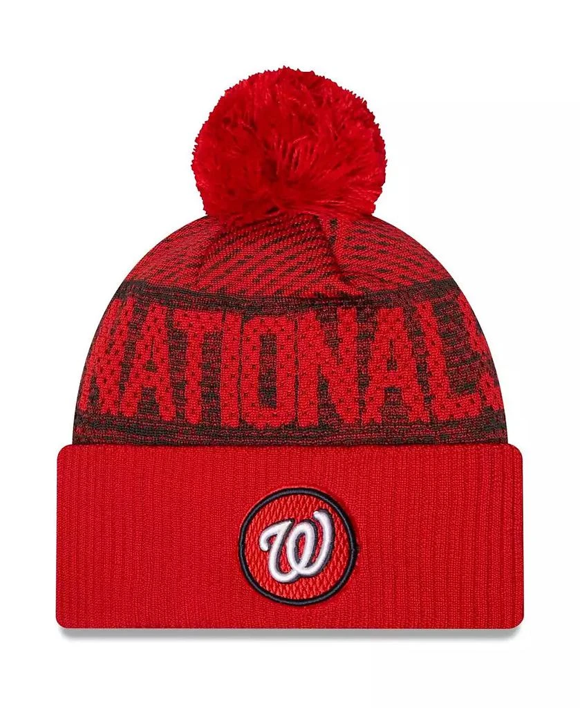 New Era Men's Red Washington Nationals Authentic Collection Sport Cuffed Knit Hat with Pom 1