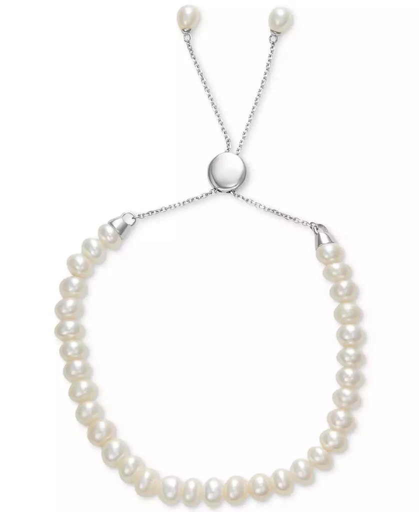 Macy
s White Cultured Freshwater Pearl (6-1/2mm) Bolo Bracelet in Sterling Silver (Also in Gray or Pink Cultured Freshwater Pearl)