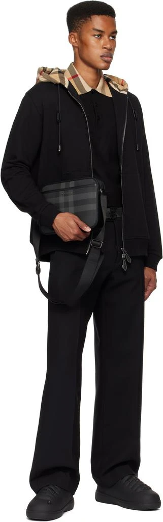 Burberry Black Check Hood Cotton Zip Hoodie 4
