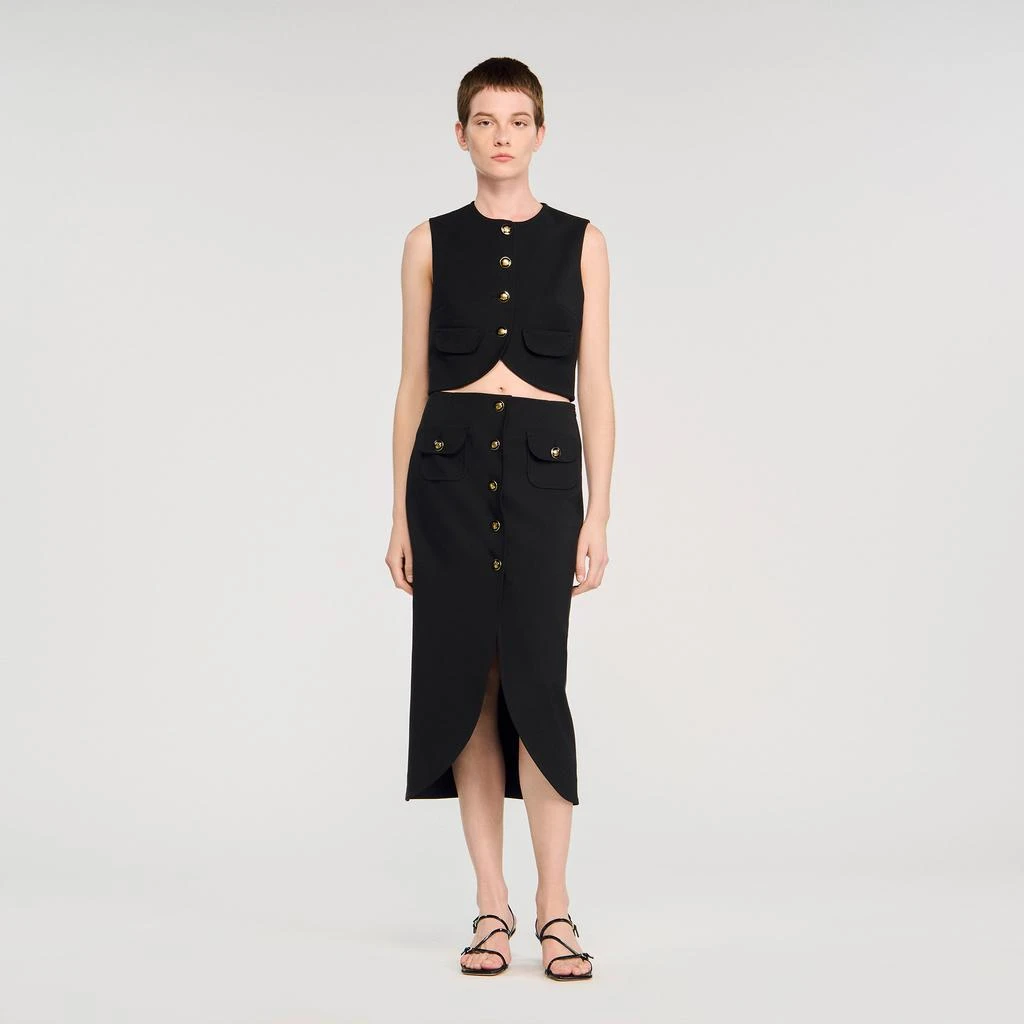 Sandro Buttoned midi skirt 1
