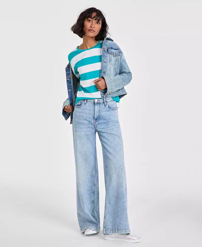 On 34th Women's Rugby Stripe Drop-Shoulder T-Shirt, Created for Macy's