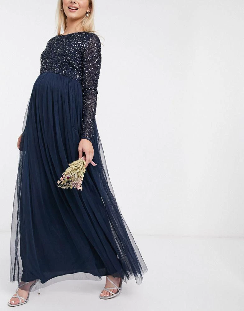 Maya Maternity Bridesmaid long sleeve maxi dress with delicate sequin in navy On Sale Now with Up to 75% Off | Discover Exclusive Deals & Savings at BeyondStyle Authentic Maya Maya Maternity Bridesmaid long sleeve maxi dress with delicate sequin in navy On Sale Now with Up to 75% Off | Discover Exclusive Deals & Savings at BeyondStyle Authentic Maya