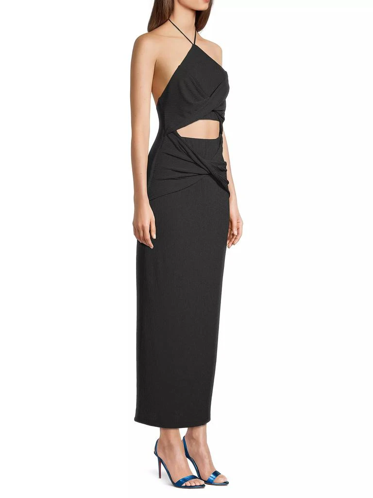 halter formal dresses long Fitted Long Satin Halter Slit Dress by Ladivine CH031